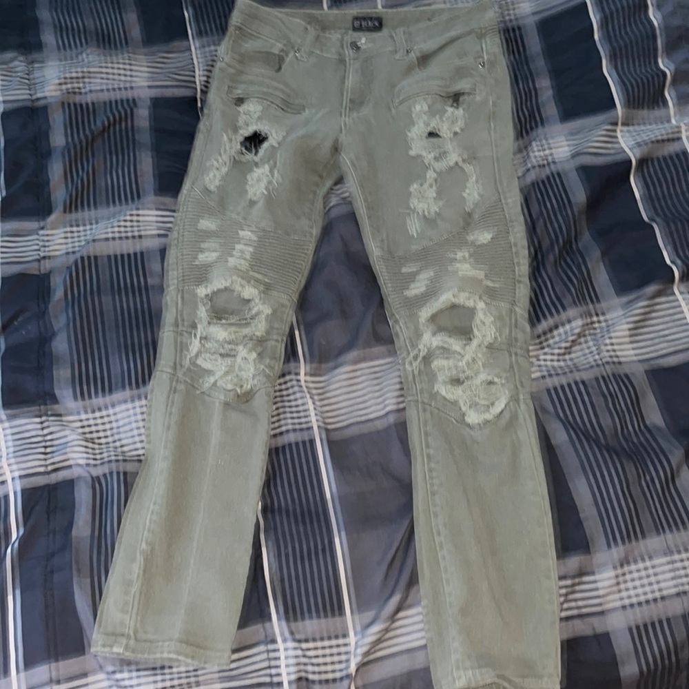 Green Ripped Skinny Jeans